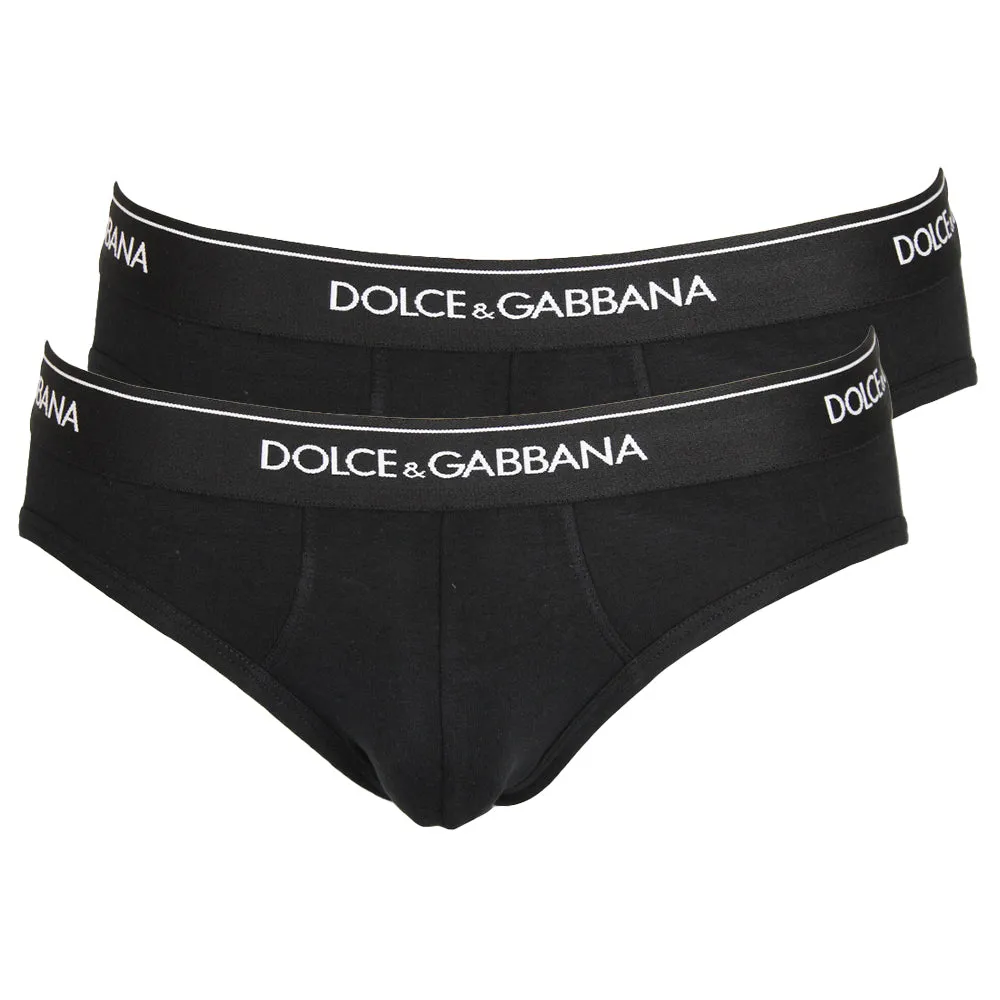2-Pack Stretch Cotton Mid-Rise Briefs, Black