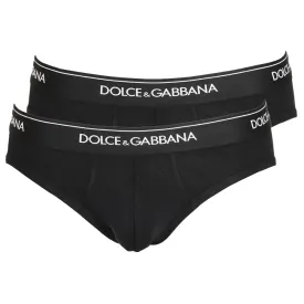 2-Pack Stretch Cotton Mid-Rise Briefs, Black