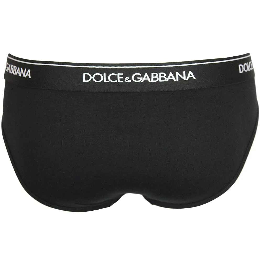 2-Pack Stretch Cotton Mid-Rise Briefs, Black