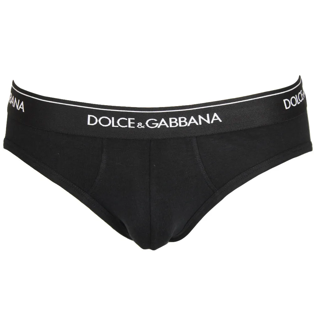 2-Pack Stretch Cotton Mid-Rise Briefs, Black