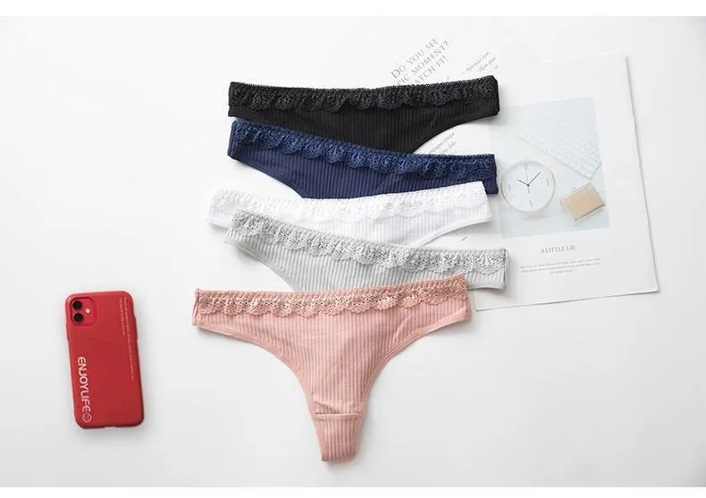 3 Pack Women's Cotton G-String Thong Panties String Briefs Sexy Lingerie Intimate Letter Low-Rise Underwear