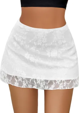 Avidlove Mini Skirt Lace Skirt for Women Sexy Half Slips Short Going Out Skirt Y2K Summer Skirts