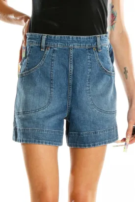Blue Denim High-Waisted Shorts