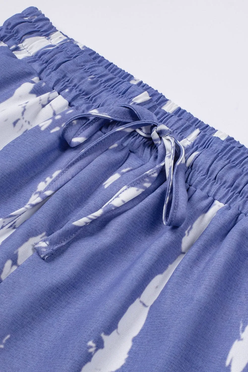 Boho-Chic Blue Tie Dye Drawstring Shorts