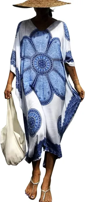CHERRY CAT Women Beachwear Long Beach Coverups Kaftan Casual Caftan Dress Swimwear cover ups