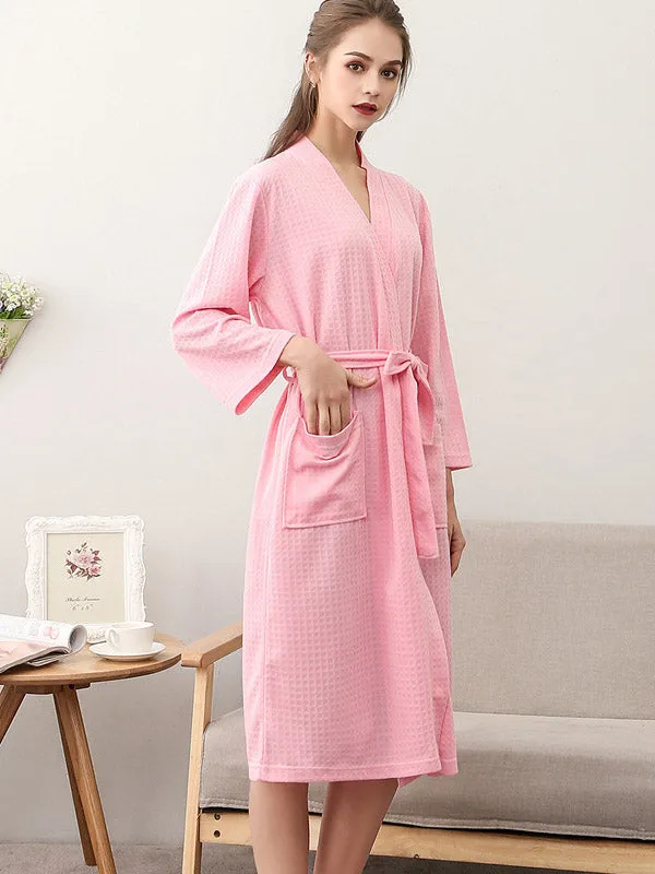 Comfortable Solid Bandage Thin Pajama Robe
