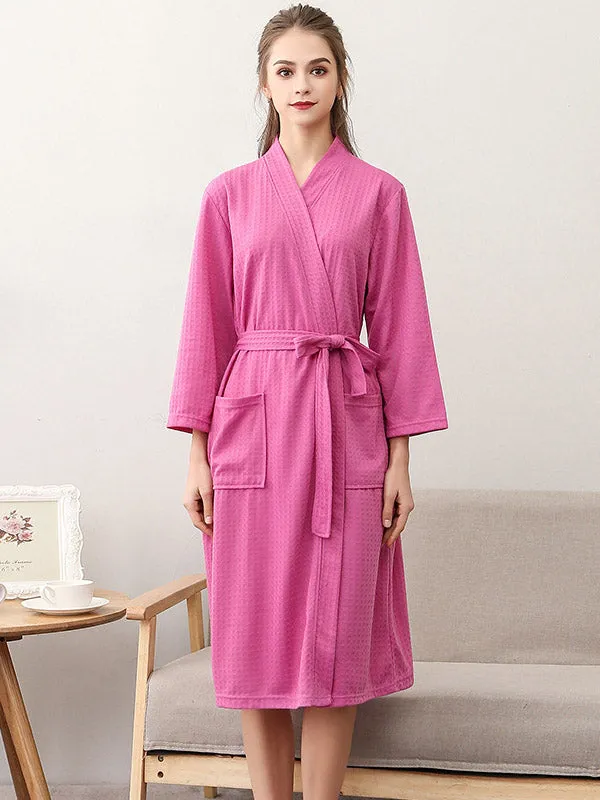 Comfortable Solid Bandage Thin Pajama Robe