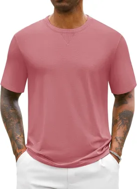 Cotrasen Mens T-Shirts Cotton UPF 50  Drop Shoulder Short Sleeve Tshirts Summer Casual Crew Neck Soft Loose Fit Tee Shirts