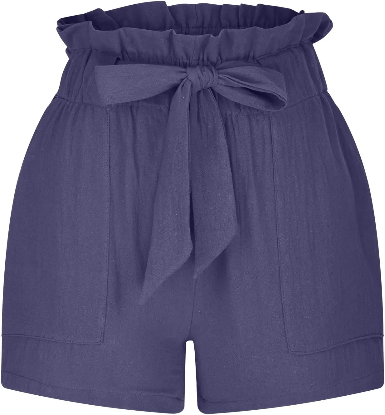 Cotton Linen Shorts for Women Summer 2024 Casual Tie Waist Wide Leg Lounge Shorts Beach Vacation Paperbag Shorts