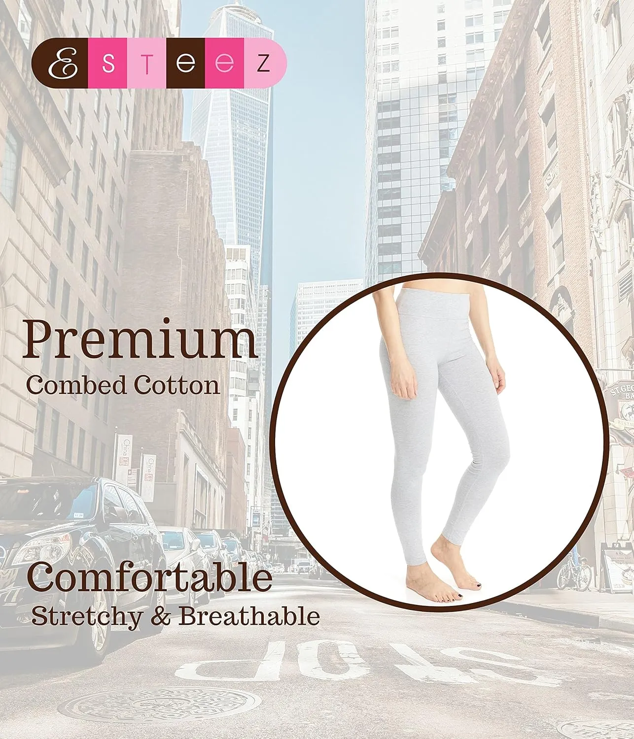 ESTEEZ High Waisted Soft Cotton Spandex Leggings-Shorts for Women - Full Leg - Capri - Biker Shorts - Shorts