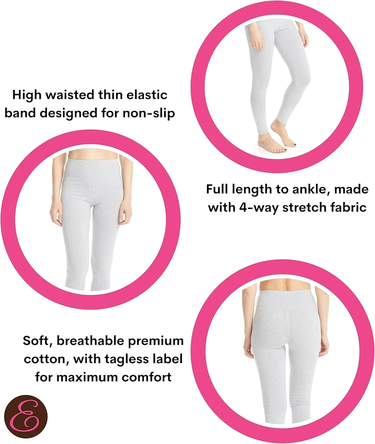 ESTEEZ High Waisted Soft Cotton Spandex Leggings-Shorts for Women - Full Leg - Capri - Biker Shorts - Shorts