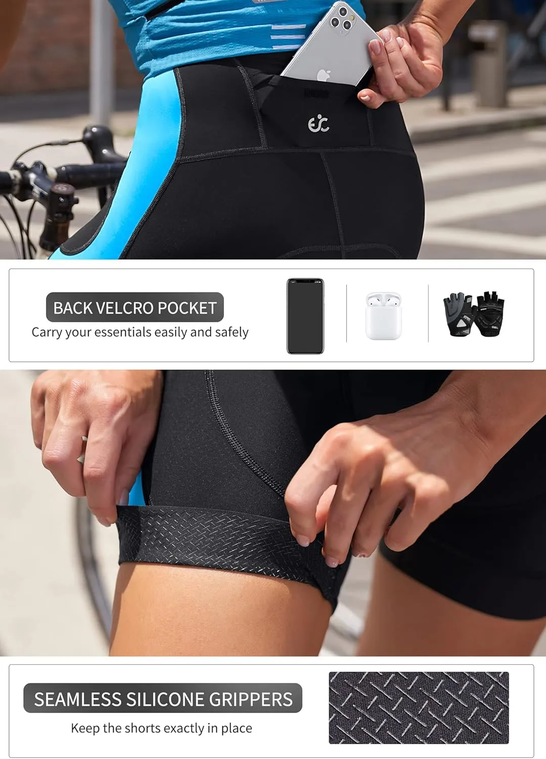 Ewedoos Padded Bike Shorts Women 4D Padding Cycling Shorts with Pocket Road Mountain Ride Womens Biking Bicycle Biker Shorts