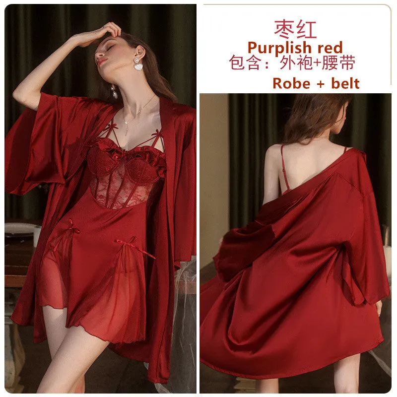 Fashion Lace and Lace Nightgown Set 2072