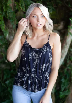 Floral Print Ruffle Tank Top