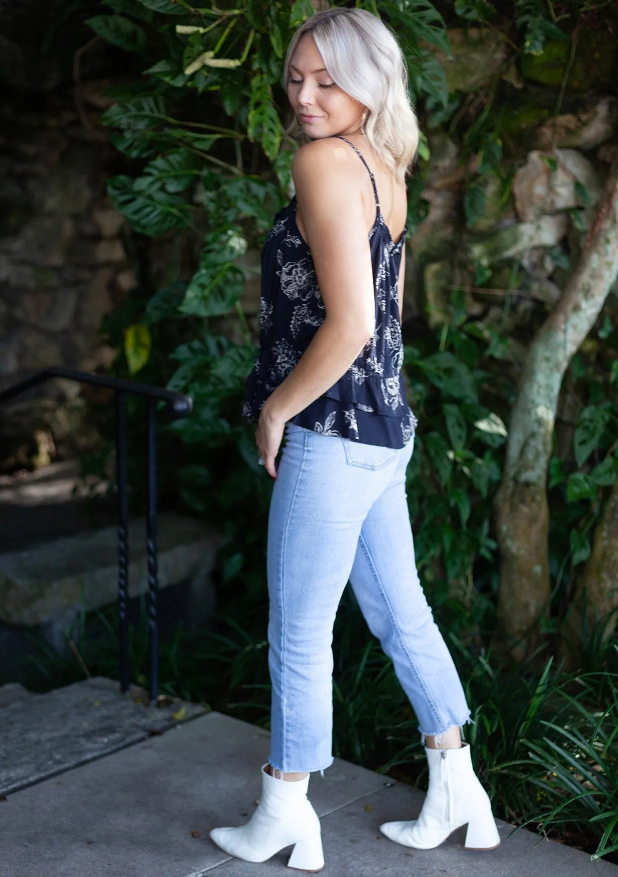 Floral Print Ruffle Tank Top