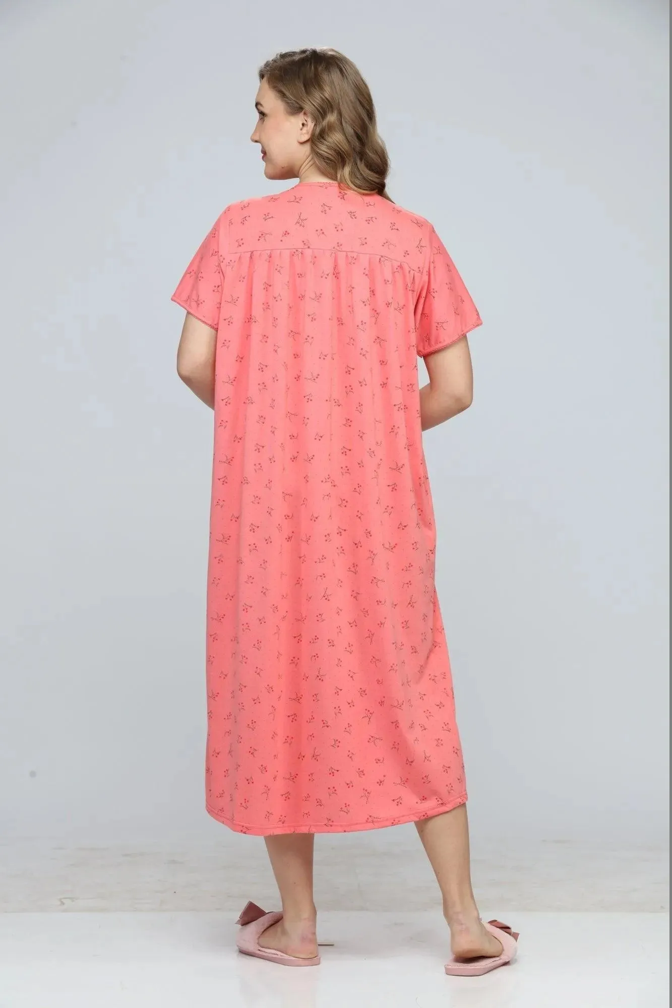Flower Print Cotton Short Nightdress