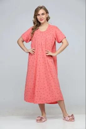 Flower Print Cotton Short Nightdress
