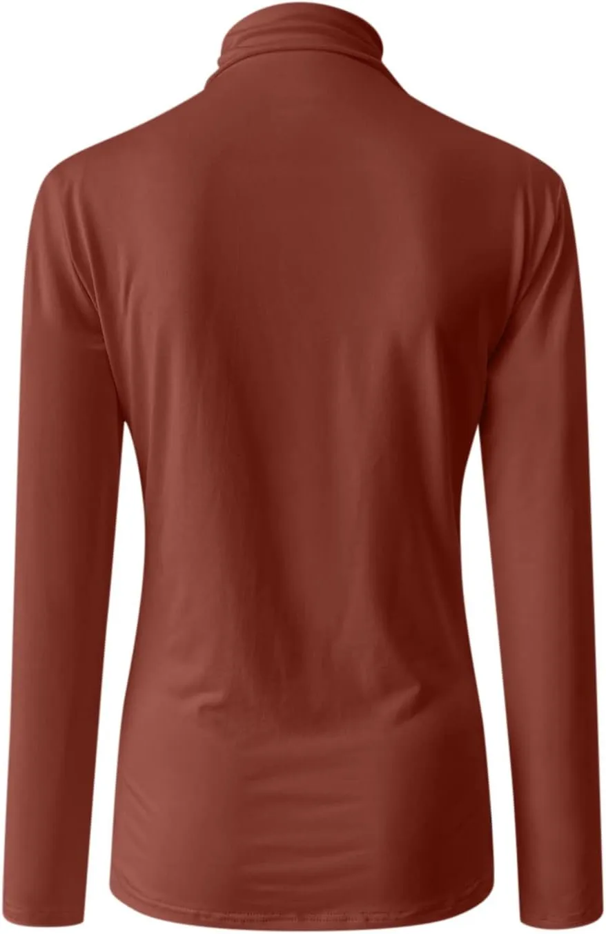 GOKKILRW Womens Mock Neck Long Sleeve Tops Slim Fitted Turtleneck Basic Pullovers Fall Winter Thermal Solid Base Layer Shirts