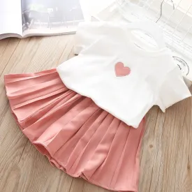 Heart Pleated Skirt Set