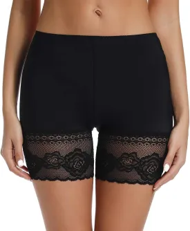 JOYSHAPER Slip Shorts for Under Dresses Women Elastic Anti Chafing Underwear Lace Slip Yoga Biker Shorts Boxer Briefs