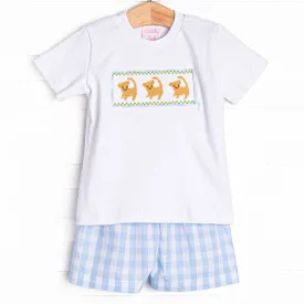 King Cub Smocked Short Set, Blue