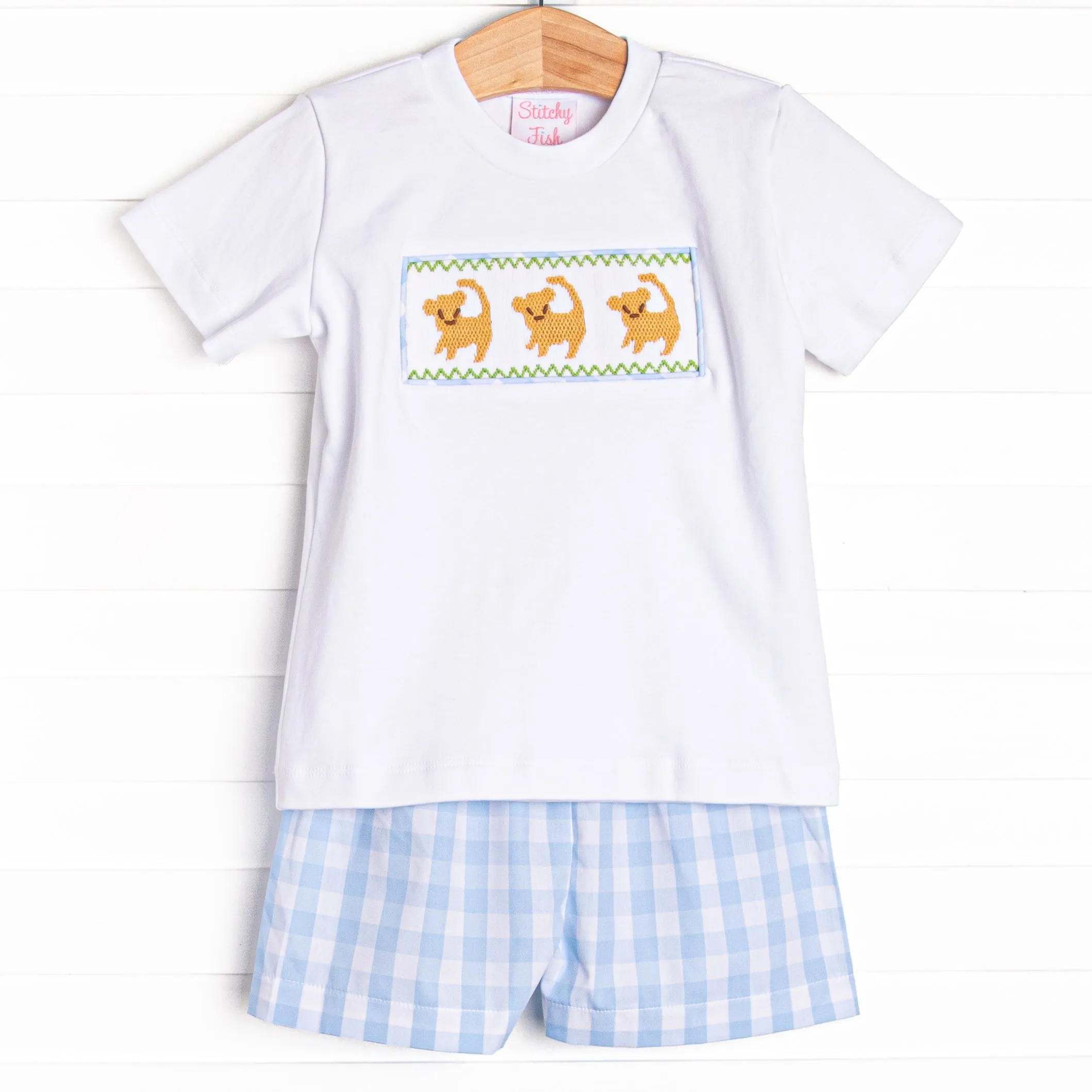 King Cub Smocked Short Set, Blue