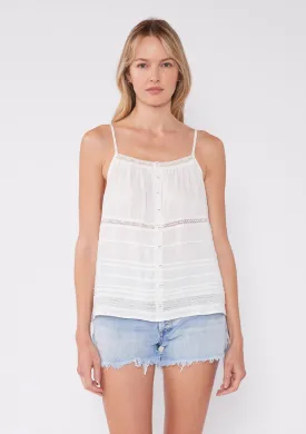 Lace Trim Button Front Tank Top