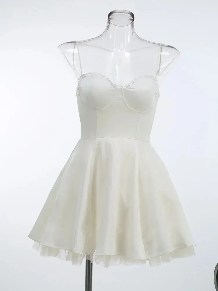 Layered Satin Tulle A-line Strappy Mini Dress