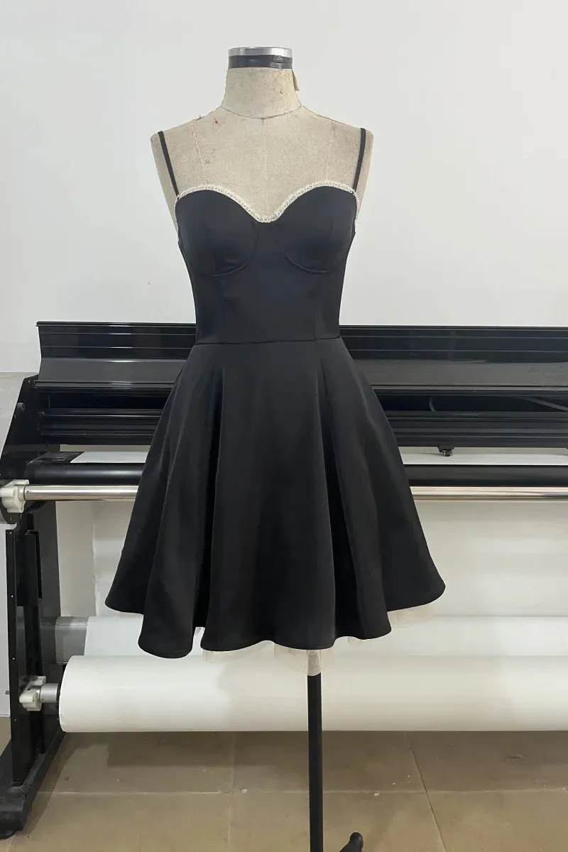 Layered Satin Tulle A-line Strappy Mini Dress