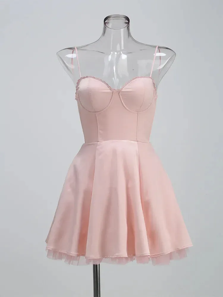 Layered Satin Tulle A-line Strappy Mini Dress