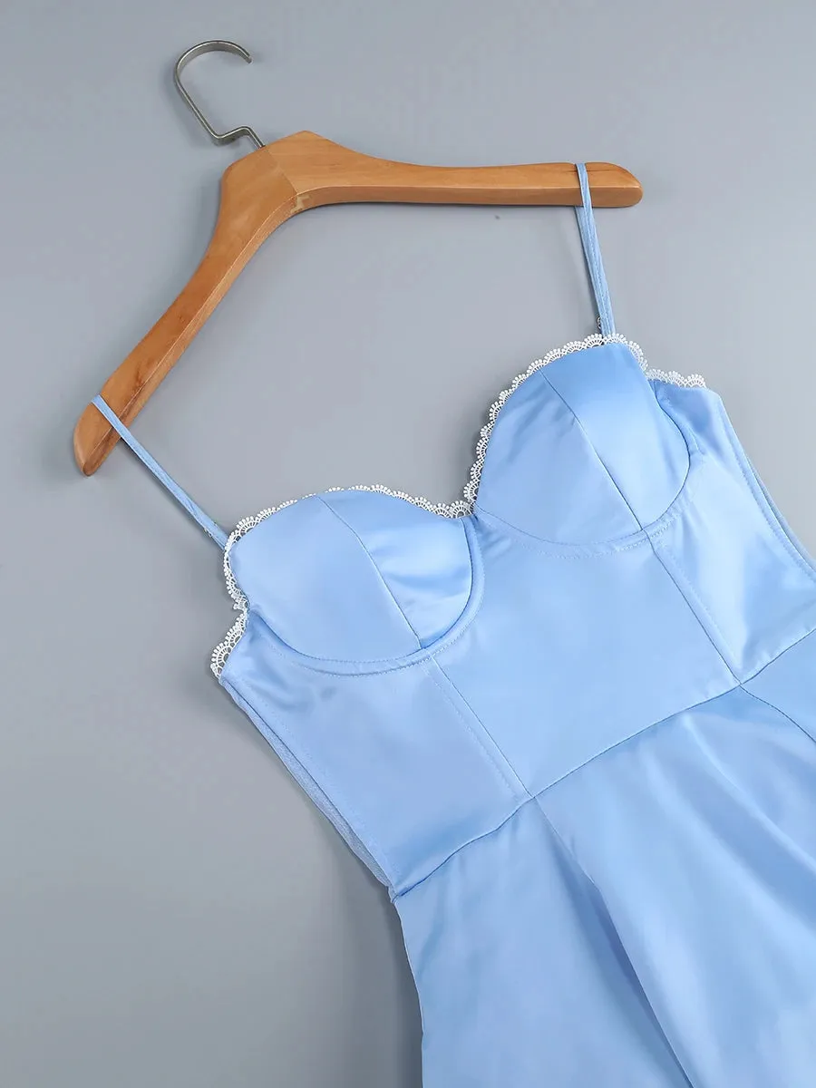 Layered Satin Tulle A-line Strappy Mini Dress
