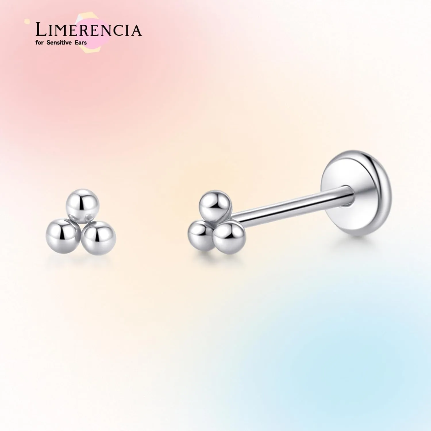 limerencia Titanium Threadless Flat Back Earrings Stud, 20G Press Fit Titanium Push Pop in Cartilage Tragus Labret Lip Medusa Conch Body Piercing Jewelry Hypoallergenic for Women Men