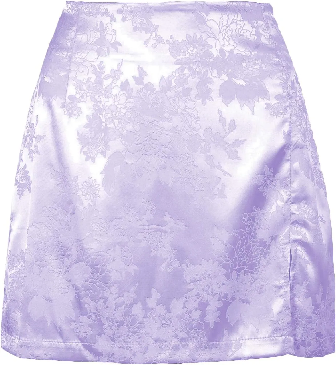 LYANER Women's Elegant Jacquard Side Split Slit Zipper High Waist Mini Short Skirt