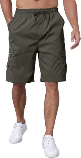 Men's Cargo Shorts Elastic Waist Outdoor Relaxed Fit Sport Shorts Jogger SweatShorts with Multi-Pocket