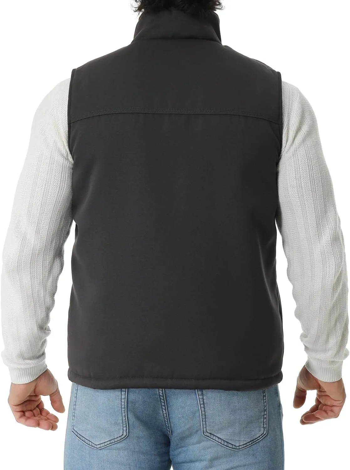 Men's Loose Fit Washed Duck Fleece-Lined Waterproof Workwear Mock-Neck Vest