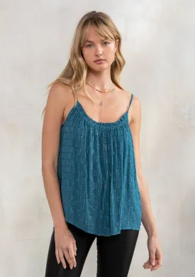 Metallic Clipped Chiffon Flowy Holiday Tank Top