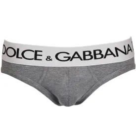 Mid-Rise Briefs in Two-Way Stretch Cotton, Grey Melange
