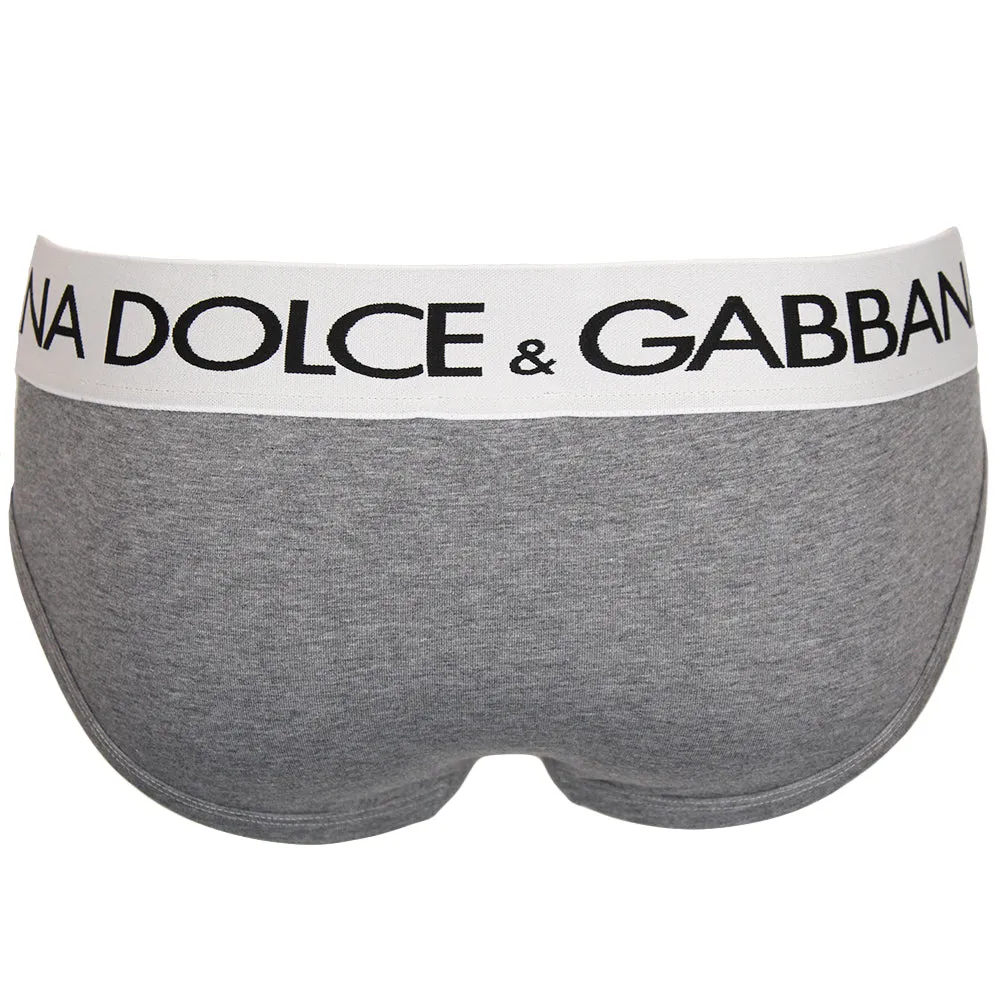 Mid-Rise Briefs in Two-Way Stretch Cotton, Grey Melange