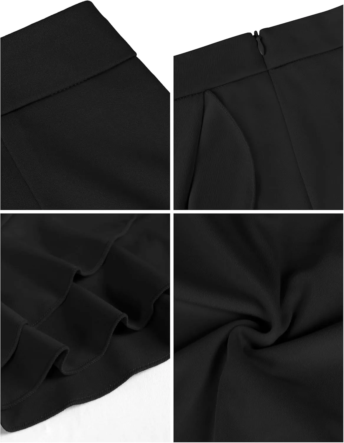 Missufe Women's Summer Casual Wrap Ruffle Hem High Waist Stretch Solid Mini Short Skirt