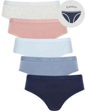 Noa (5 Pack) Cotton Assorted Briefs in Black Iris / Flint Stone / Celestial Blue / Woodrose / Light Grey Marl - Tokyo Laundry