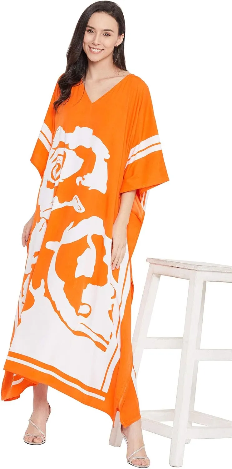 Oussum Kimono Maxi Dress Floral Long Kaftan Plus Size Caftan Gown