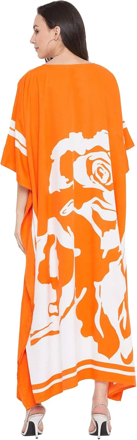Oussum Kimono Maxi Dress Floral Long Kaftan Plus Size Caftan Gown