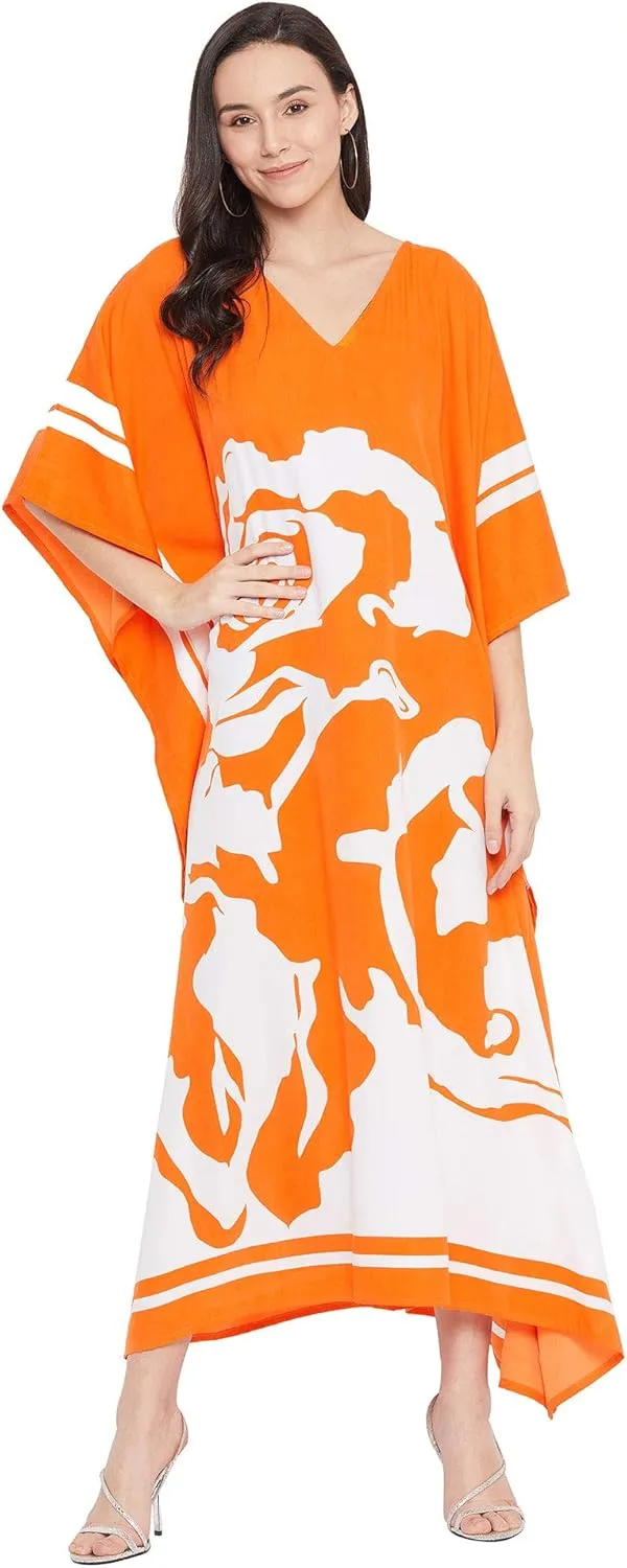 Oussum Kimono Maxi Dress Floral Long Kaftan Plus Size Caftan Gown
