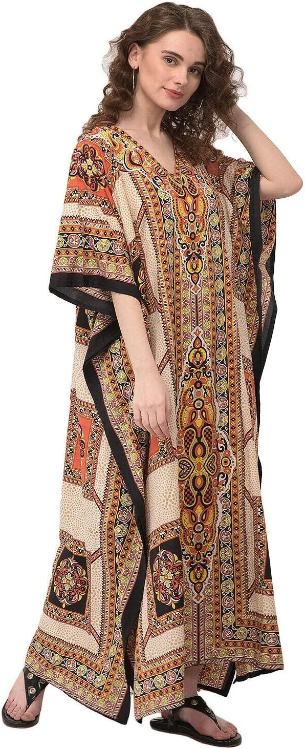 Oussum Women Kaftan Plus Size Polyester Summer Caftan Cover Ups Maxi House Dress