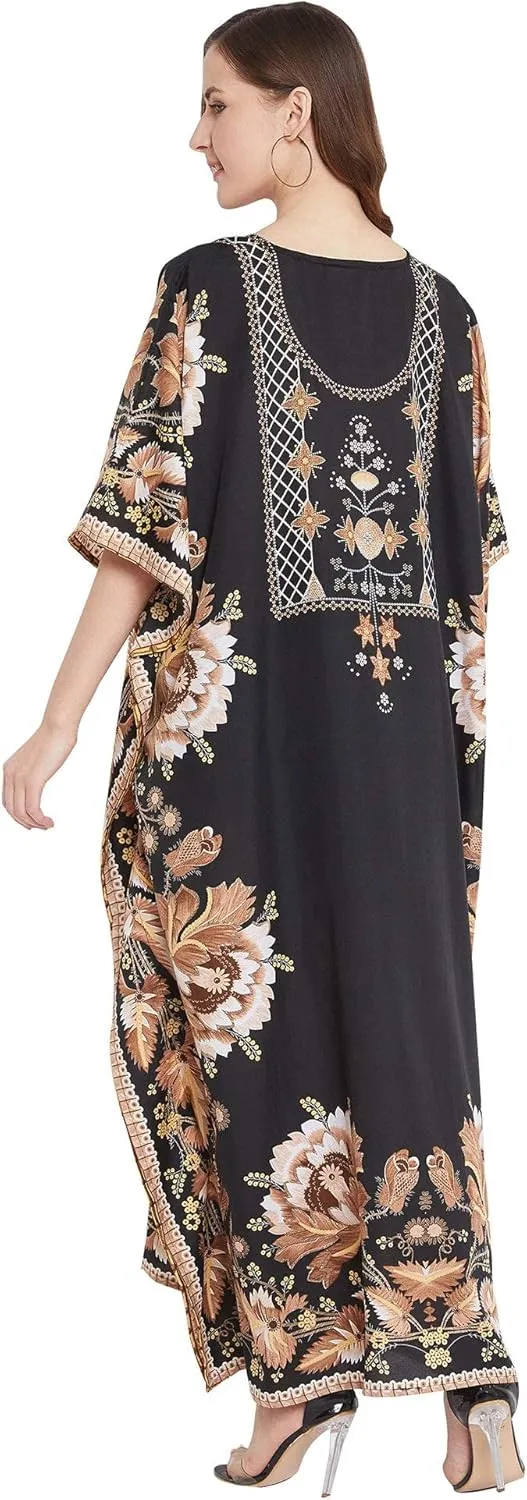 Oussum Women Kaftan Plus Size Polyester Summer Caftan Cover Ups Maxi House Dress