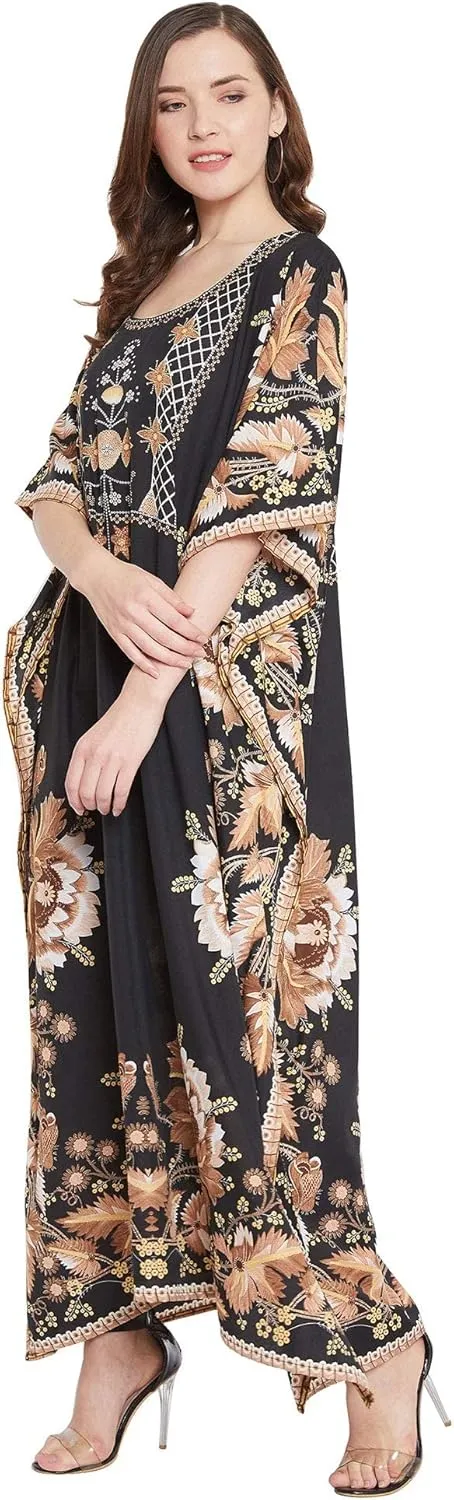 Oussum Women Kaftan Plus Size Polyester Summer Caftan Cover Ups Maxi House Dress