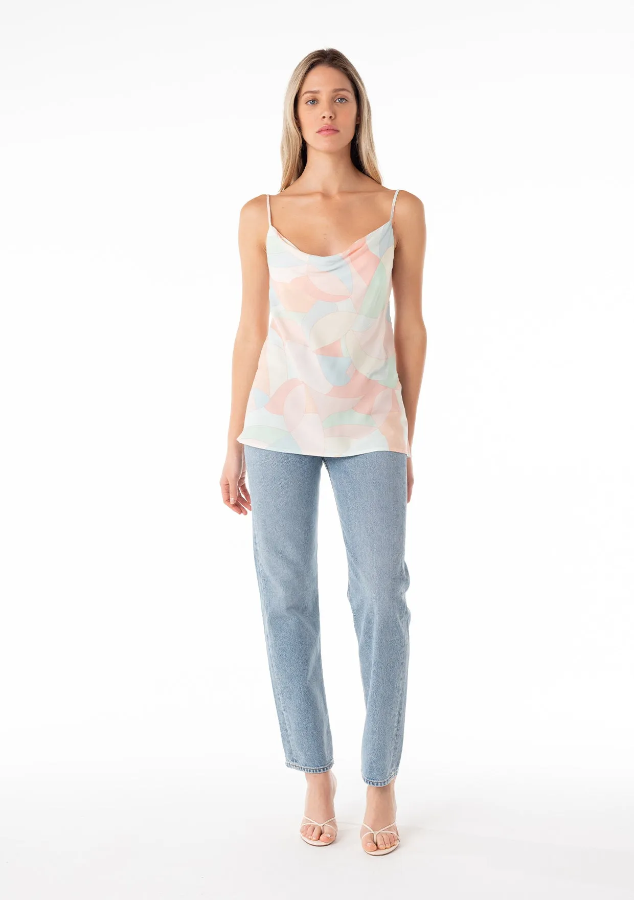 Pastel Abstract Cowl Neck Cami