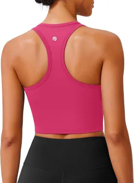 PINSPARK Sports Bra Longline Racerback Tank Tops for Women Padded Workout Yoga Top