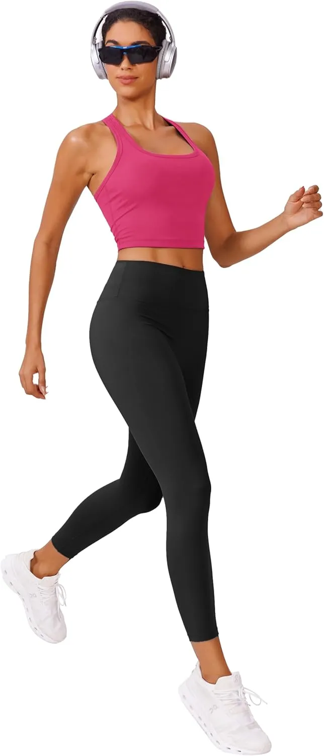 PINSPARK Sports Bra Longline Racerback Tank Tops for Women Padded Workout Yoga Top