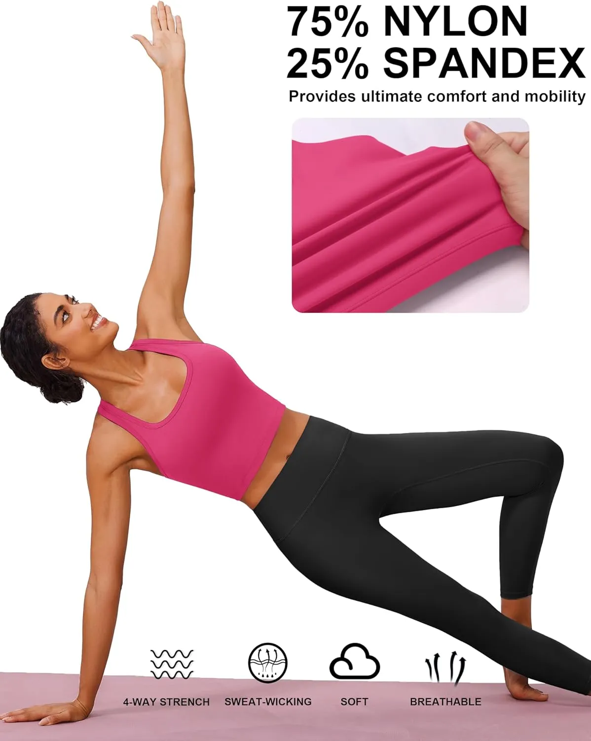 PINSPARK Sports Bra Longline Racerback Tank Tops for Women Padded Workout Yoga Top
